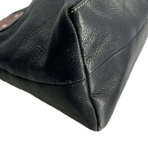 Fossil Black Pebbled Leather Purse with Brown Braided  Handles - Picture 8 of 10